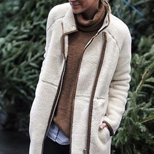 Stylish High-Collar Zipper Button Long Coat